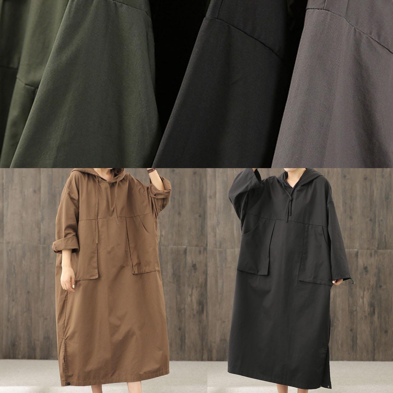Organic Gray Tunics for Hooded Side Open Dress