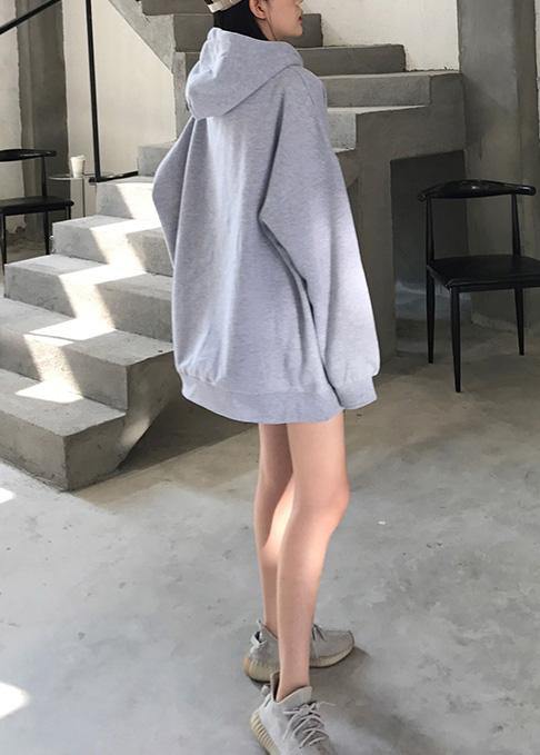 Organic Gray Winter Cotton Clothes Hooded Art Thick Tops