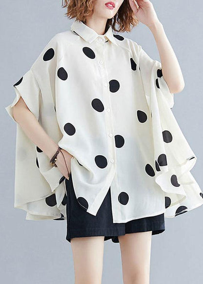 Organic Lapel Ruffles Box Top Christmas Gifts Nude Dotted Blouse