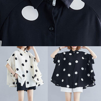 Organic Lapel Ruffles Box Top Christmas Gifts Nude Dotted Blouse