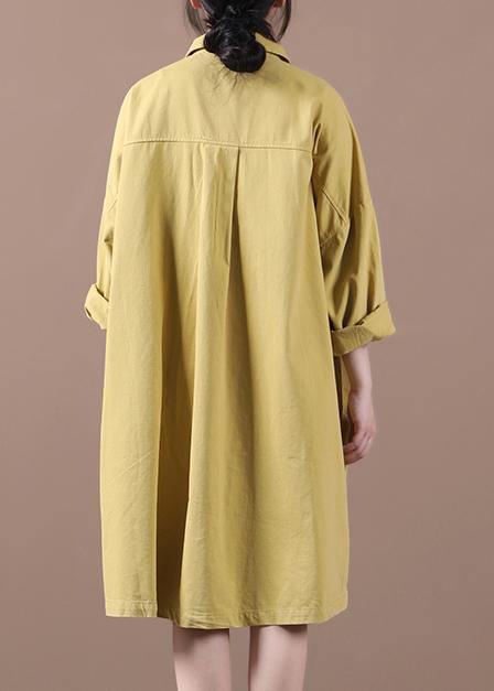 Organic Lapel Side Open Spring Clothes for Inspiration Yellow Dresses
