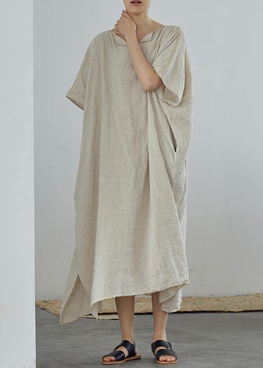 Organic Linen Long Shirts Ultra-loose Pure Color Graceful Linen Dress