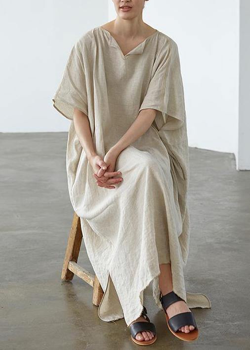 Organic Linen Long Shirts Ultra-loose Pure Color Graceful Linen Dress