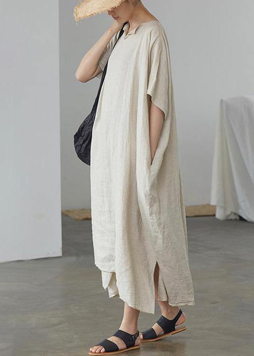Organic Linen Long Shirts Ultra-loose Pure Color Graceful Linen Dress
