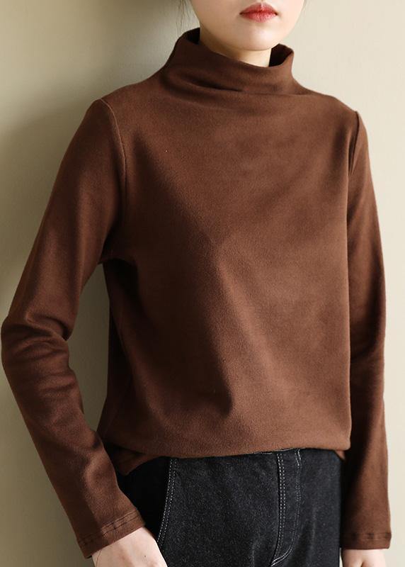 Organic Nude Cotton Clothes Half High Neck Art Spring Blouse