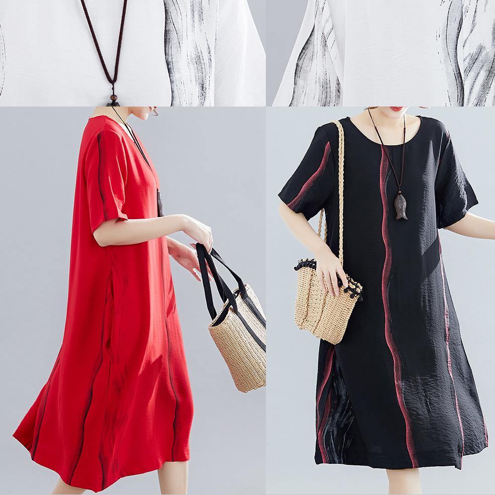 Organic O Neck Cotton Dresses Runway White Print Dresses Summer