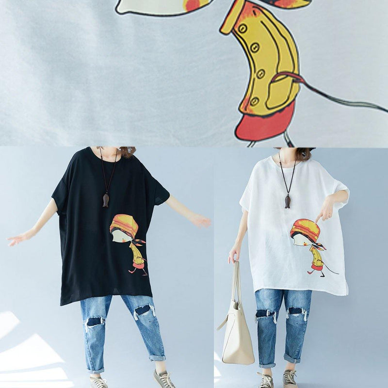 Organic O Neck Asymmetric Linen Summer Tunic Shirts Black Dress