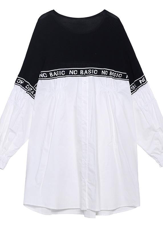 Organic O Neck Patchwork Photography Black Letter Dresses