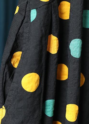 Organic O Neck Pockets Clothes Dress Black Dotted Dress