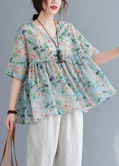 Organic V Neck Ruffles Summer Tops Ideas Blouse