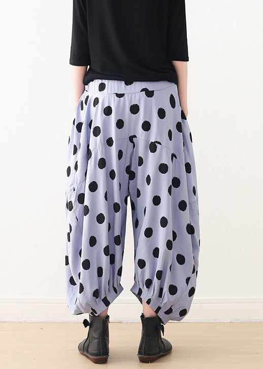 Organic Wide Leg Pants Cotton Clothes Shape Blue Dotted a Line Pants Spring