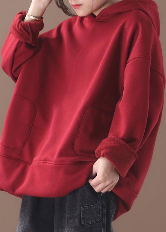 Organic Winter Cotton Hooded Long Shirts Ideas Red Top