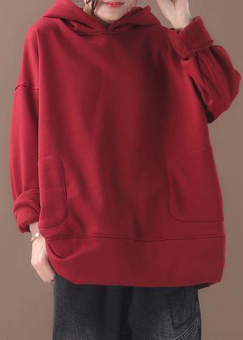 Organic Winter Cotton Hooded Long Shirts Ideas Red Top