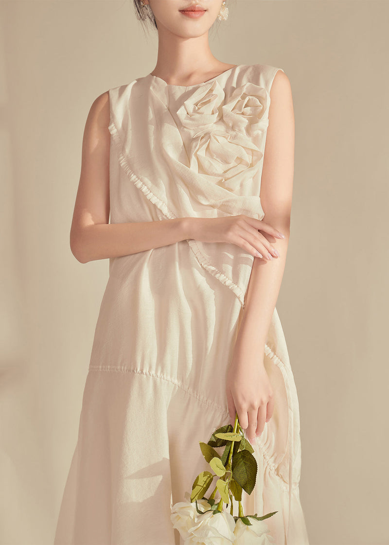 Original Design Champagne O-neck Patchwork Long Dresses Sleeveless