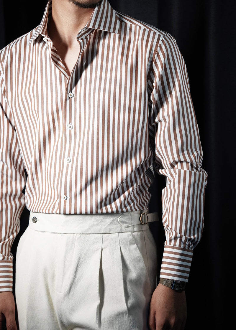 Original Design Haze Blue Striped Button Cotton Shirts Fal