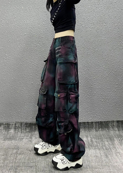 Original Design High Waisted and Multi Pocket Denim Pants Autumn