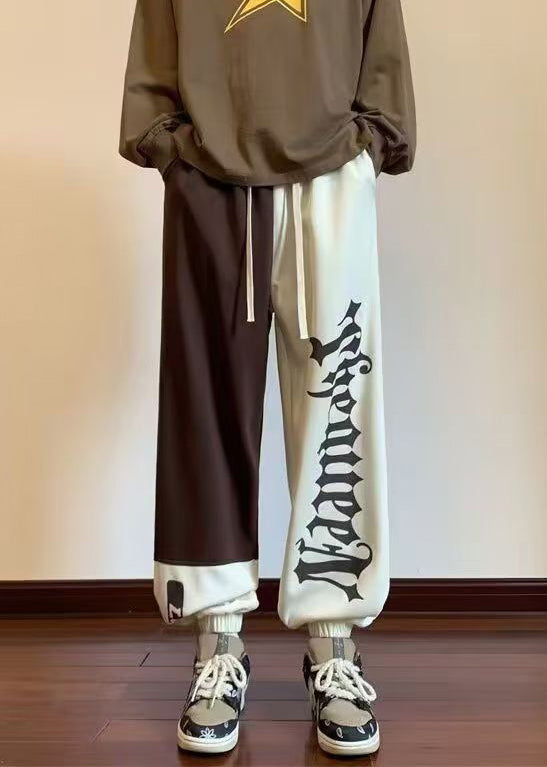 Original Design Khaki Asymmetrical Elastic Waist Cotton Pants Spring