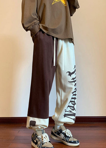 Original Design Khaki Asymmetrical Elastic Waist Cotton Pants Spring