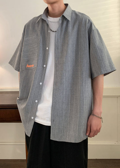 Original Design Light Green Plaid Button Cotton Shirts Summer