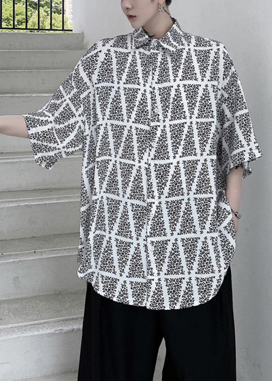 Original Design White Geometric Striped Shirts Summer