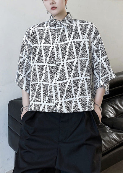 Original Design White Geometric Striped Shirts Summer