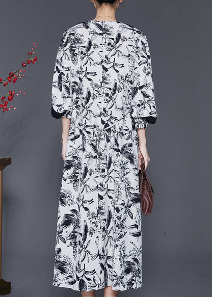 Original Design White Oversized Ink and Wash Cotton Dress Spring