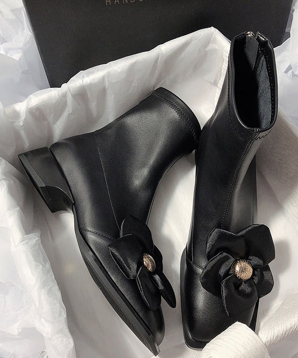 Original French Apricot Splicing Chunky Boots