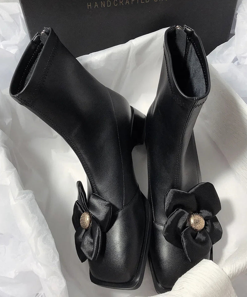 Original French Apricot Splicing Chunky Boots