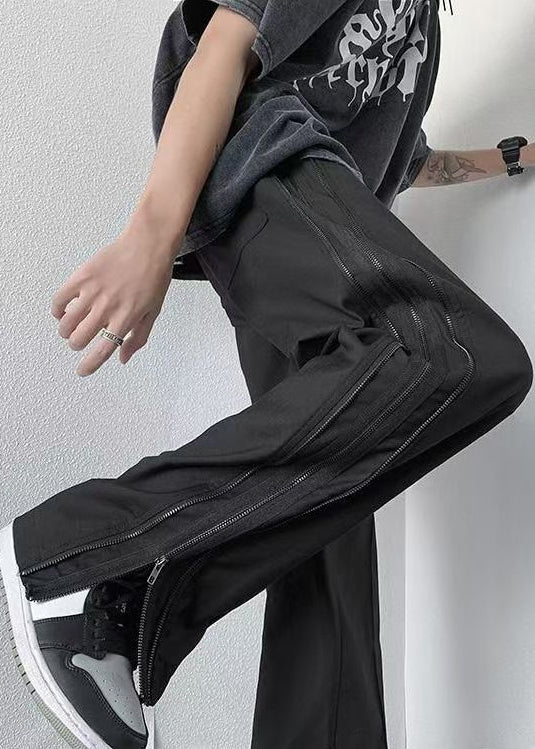 Original Grey Zip Up Pockets Cotton Pants Clothing Summer
