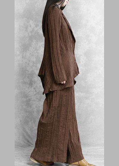 Original Brand Pleated Chocolate Suit Irregular One-button Jacket New Two-piece Suit