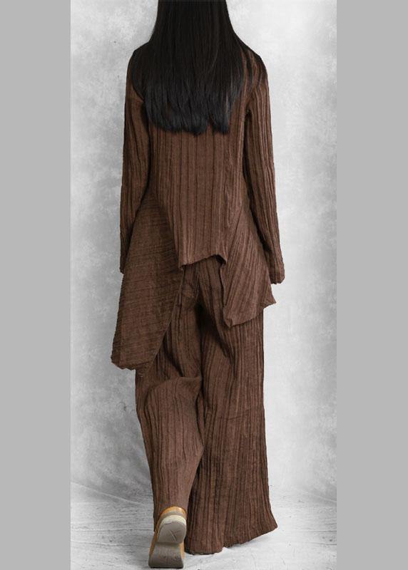 Original Brand Pleated Chocolate Suit Irregular One-button Jacket New Two-piece Suit