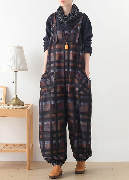 Original Design Worsted Jumpsuit British Classic Black Plaid Jumpsuit