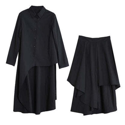 Original Designer Style Black Suit Female Autumn New Irregular Personality Two-piece Suit