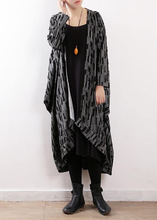 Original Gray Temperament Windbreaker With Irregular Mid-length Literary Style and Style Zen Accidental Set