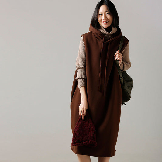 Oversized Sweater Dress Outfit Hooded Khaki Ugly Knitted Tops Hooded