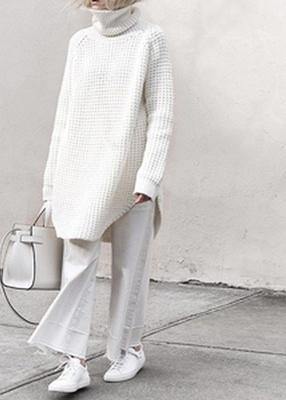 Oversized High Neck Side Open Sweater Aesthetic Gray Daily Knit Dress
