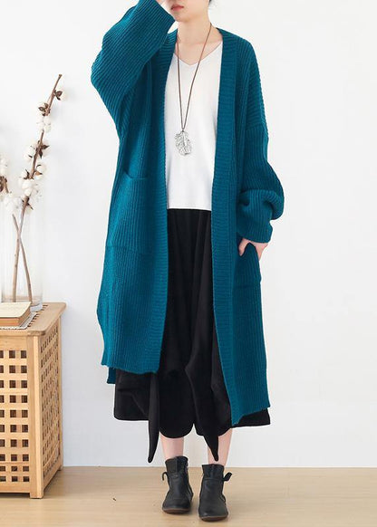 Oversized Spring Knit Sweat Tops Oversize Blue Side Open Knitted Cardigans