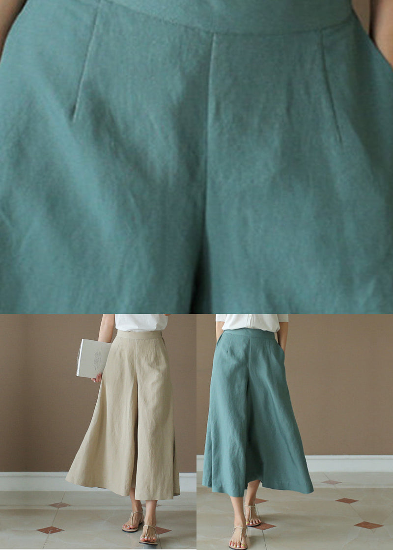Peacock Blue Elastic Waist Wide Leg Pants