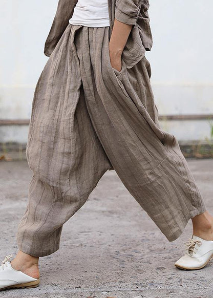 Personality Linen Gray Pants Loose Autumn Pants