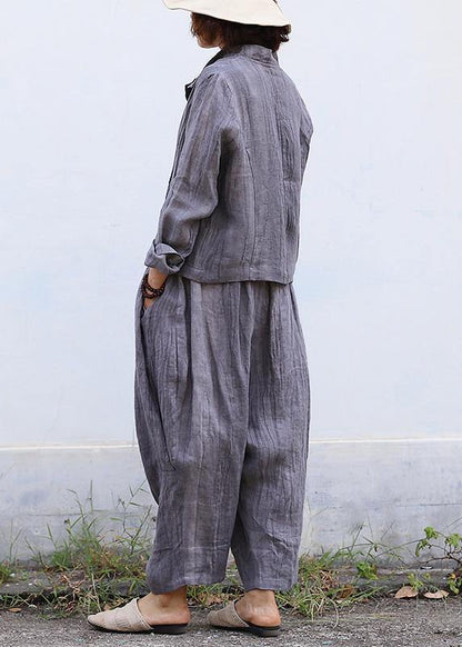 Personality Linen Gray Pants Loose Autumn Pants