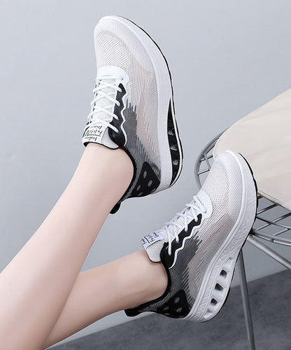 Pink Blue Platform Breathable Mesh Flats Shoes Cross Strap
