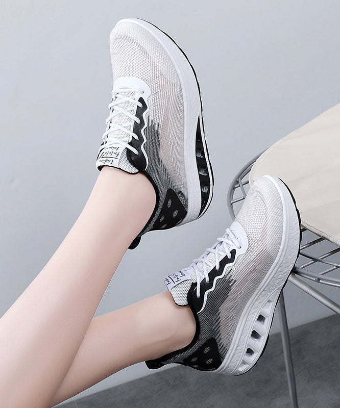 Pink Blue Platform Breathable Mesh Flats Shoes Cross Strap