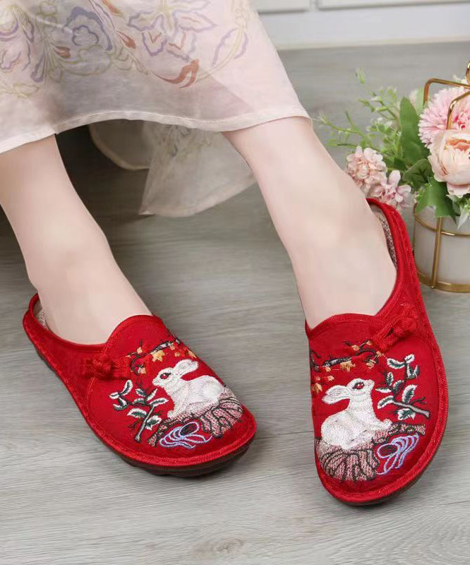 Pink Embroidery Retro Splicing Slide Sandals Soolinen Shoes-20251