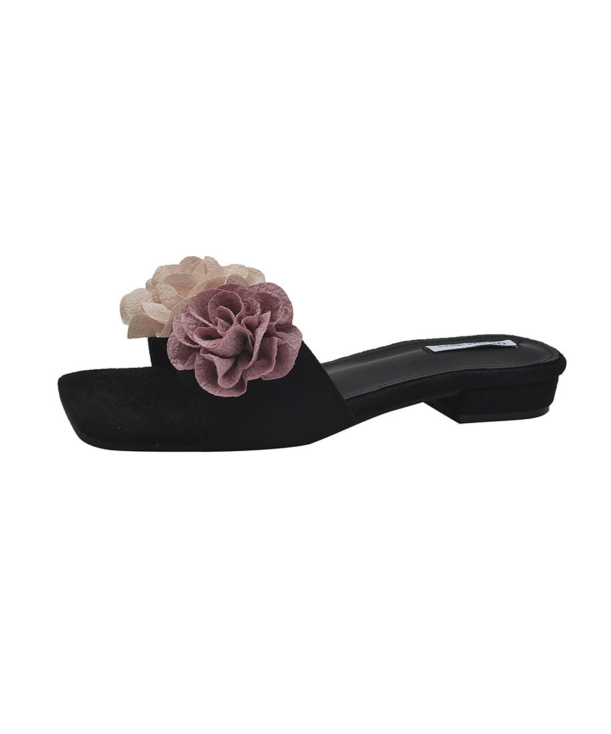 Pink Splicing Slide Sandals Peep Toe