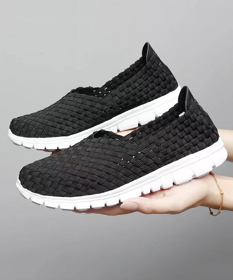 Pink Flat Shoes Knit Fabric Comfortable Splicing Soolinen Shoes-20251
