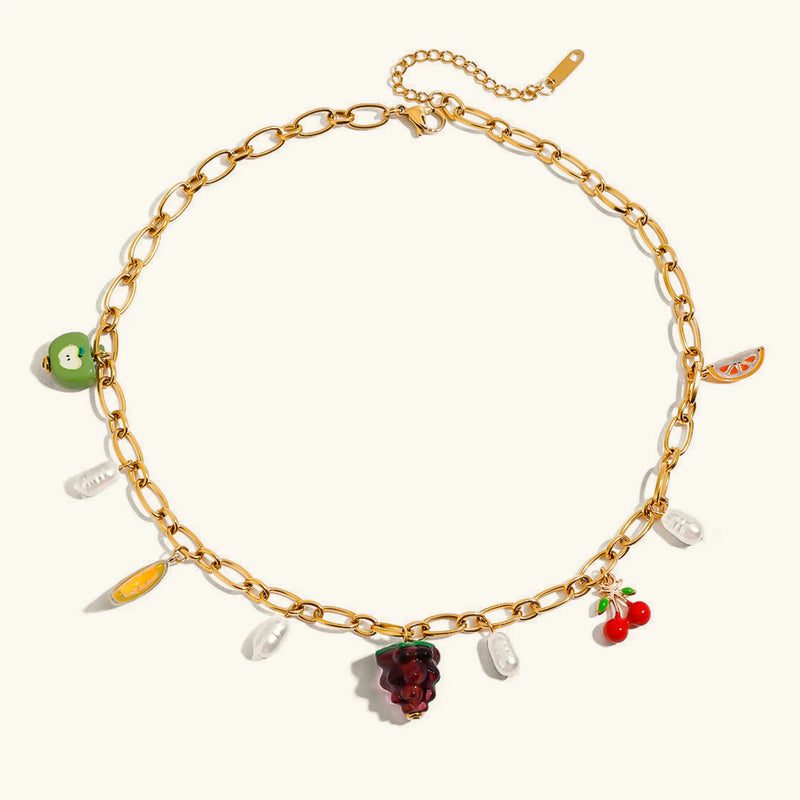 Michelle Fruit Charm Gold Necklace