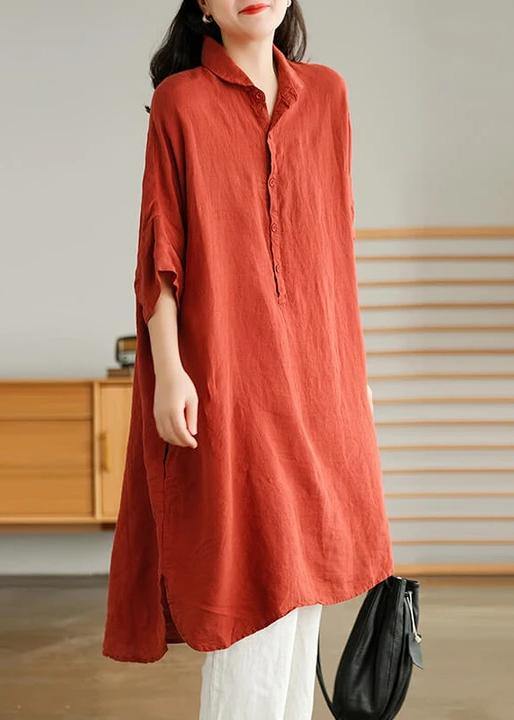 Jade Blue Flower Linen Linen Shirt Dress