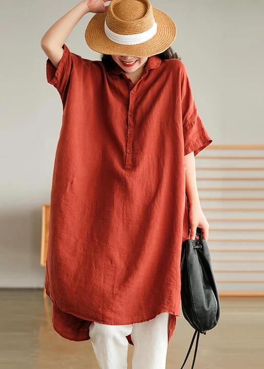 Jade Blue Flower Linen Linen Shirt Dress