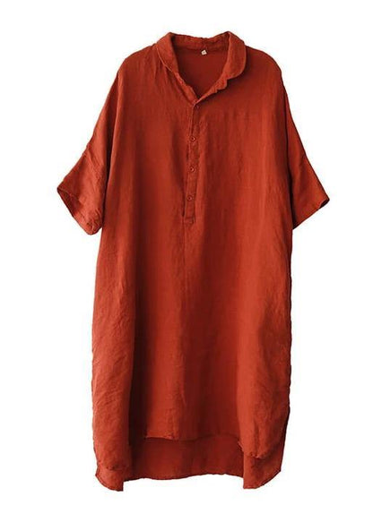 Jade Green Flower Linen Linen Shirt Dress