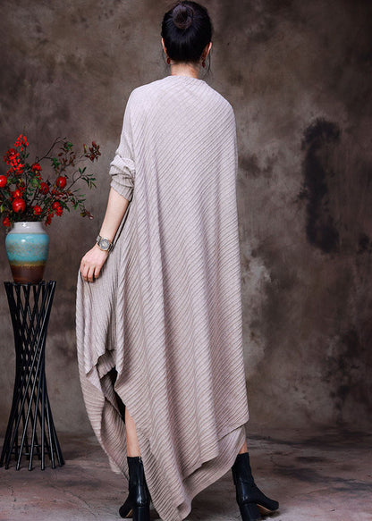 Apricot Asymmetrical Design Knit Wool Cardigan Long Sleeve